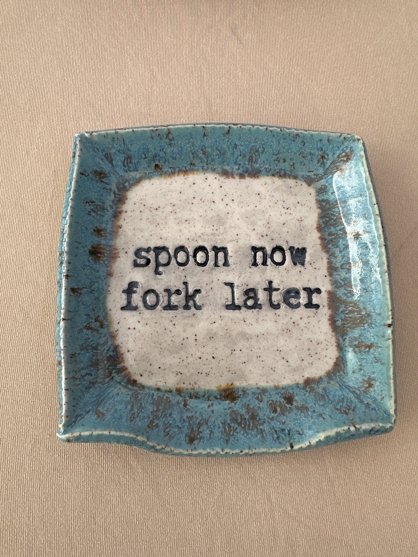 Spoon Rest Square - Spoon now fork later - multiple colors