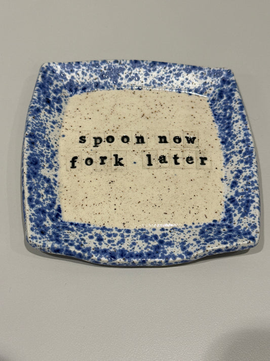 Spoon Rest Square - Spoon now fork later - multiple colors