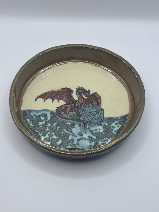 Dice Tray - Sitting Dragon - Red Tigers Eye (Includes set of dice)