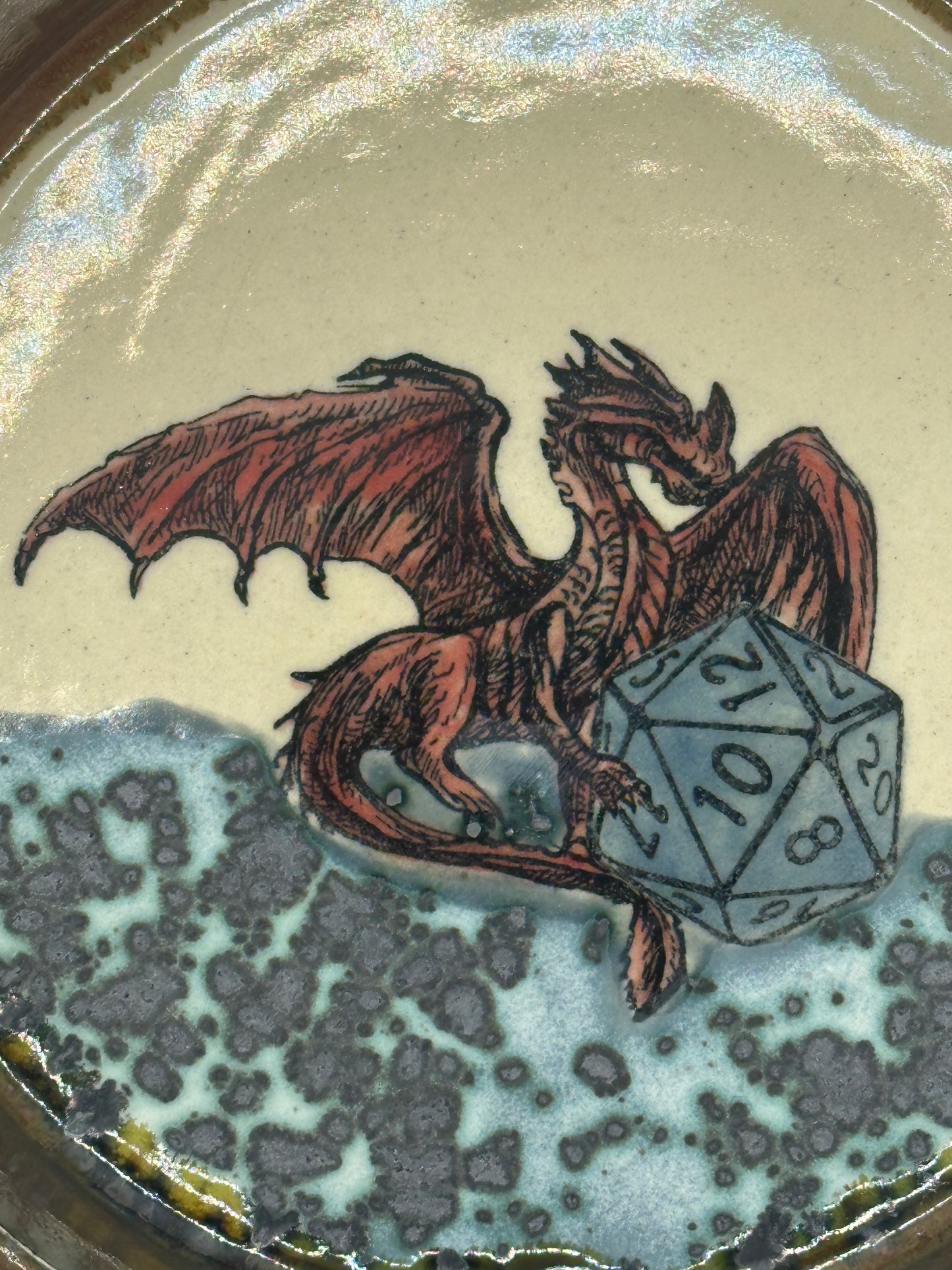 Dice Tray - Sitting Dragon - Red Tigers Eye (Includes set of dice)