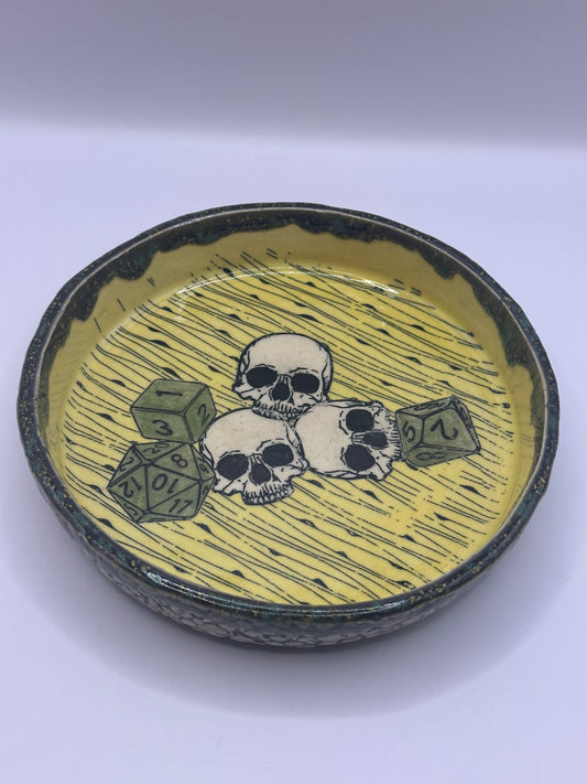 Dice Tray - Skulls - Yellow & Enchanted Forest (Includes set of dice)