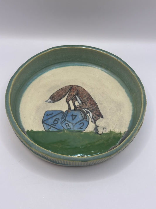 Dice Tray - Fox & Mouse - Green Tea (Includes set of dice)