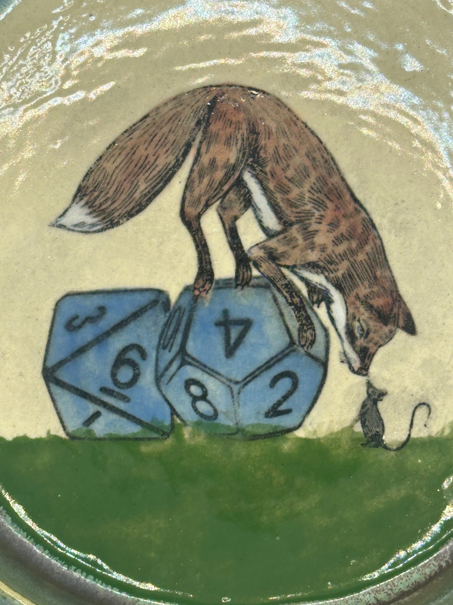 Dice Tray - Fox & Mouse - Green Tea (Includes set of dice)