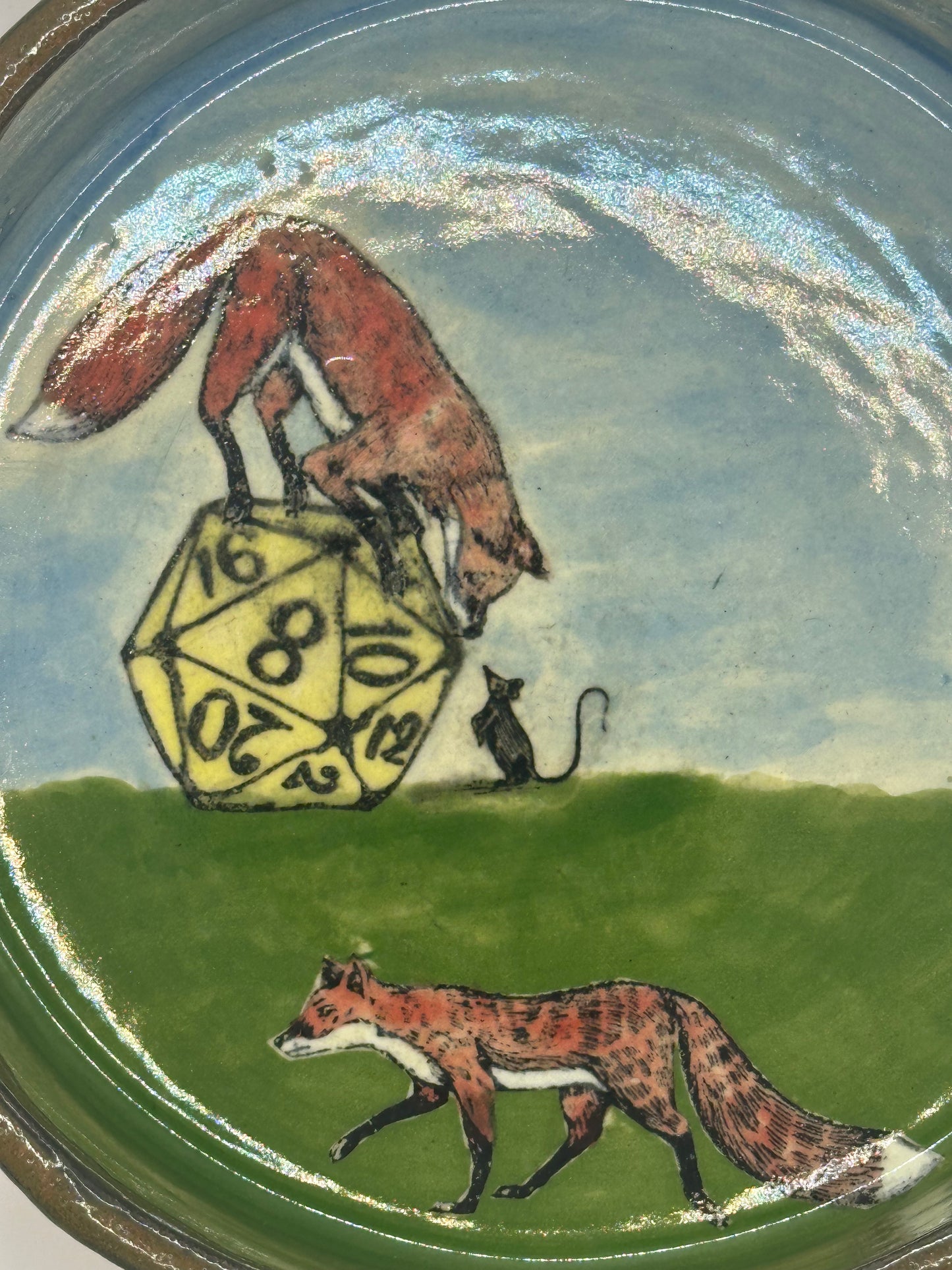 Dice Tray - Foxes & Mouse - Copper Jade (Includes set of dice)
