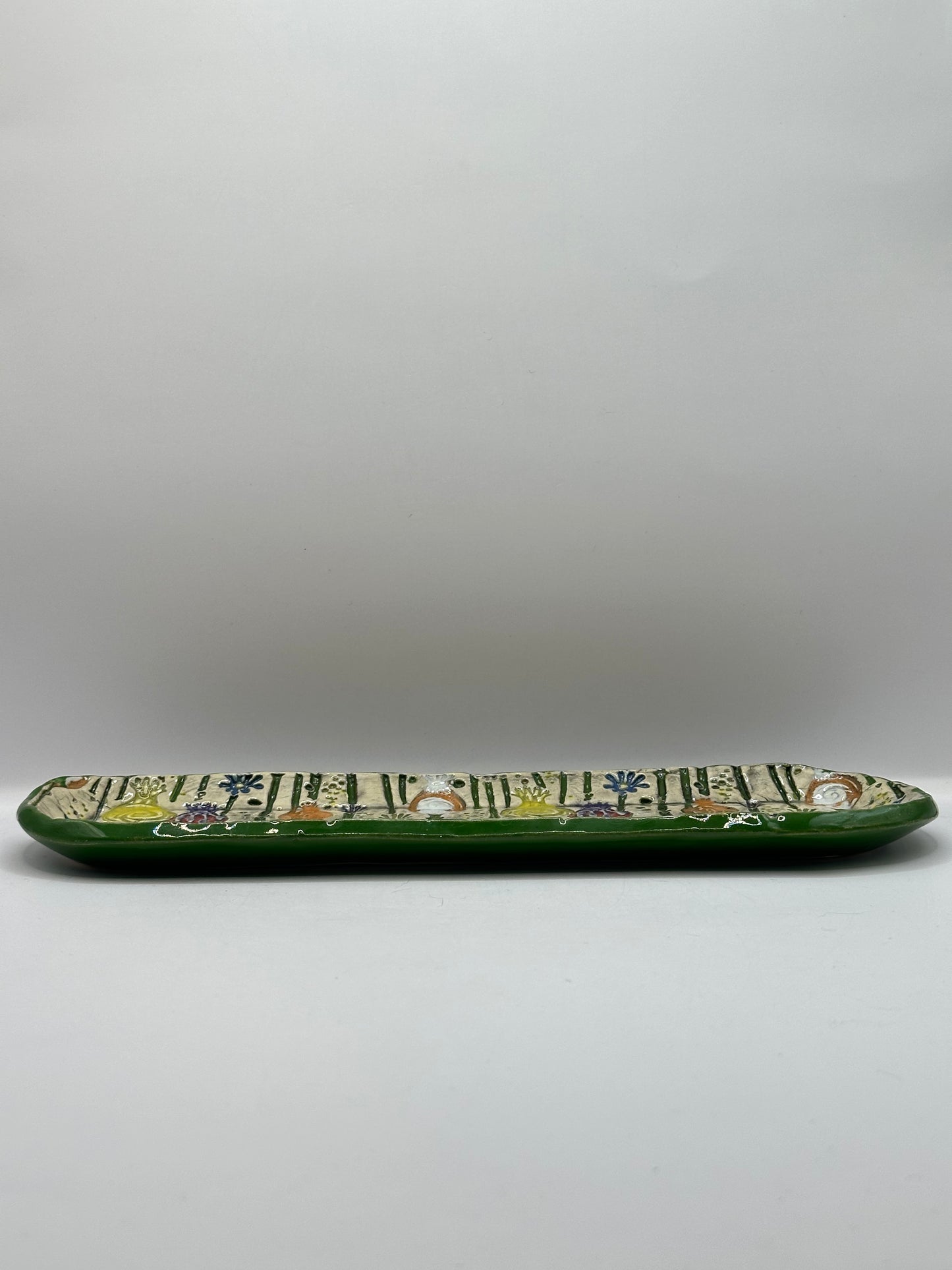 Oblong Dish Narrow - Textured Bulb Flowers