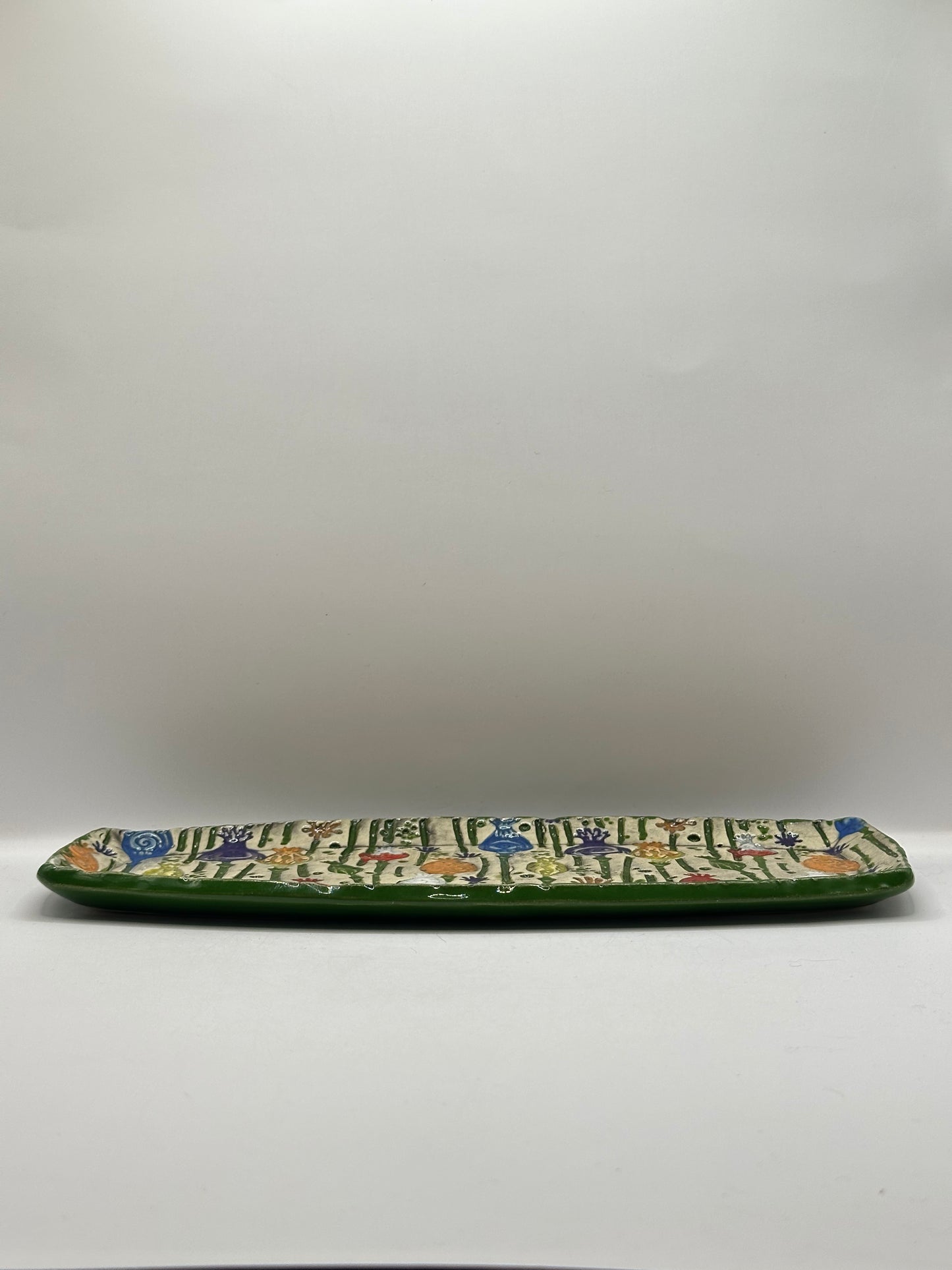 Rounded Rectangle Dish- Textured Bulb Flowers