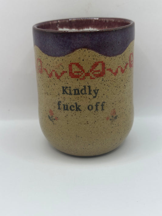 Wine Tumbler - Kindly Fuck Off Cross Stitch- Multiple Sizes & Colors