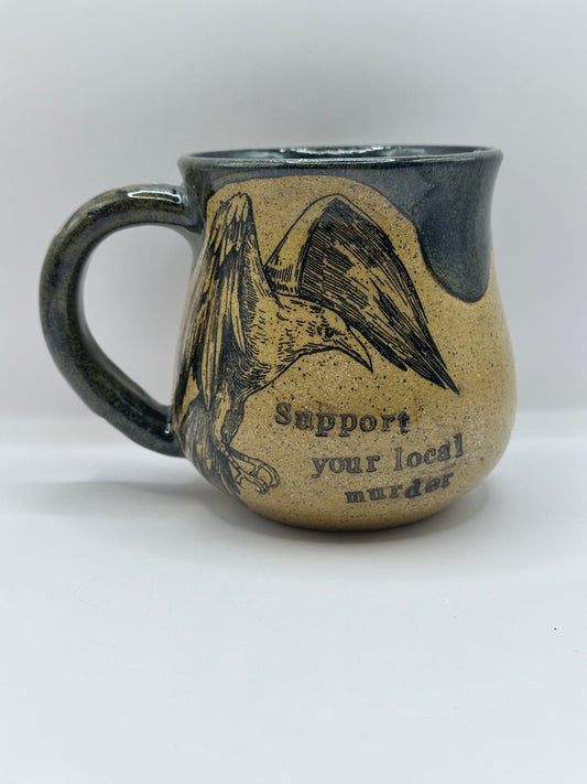 Mug 14 oz - Crows Black -Support Your Local Murder -various designs