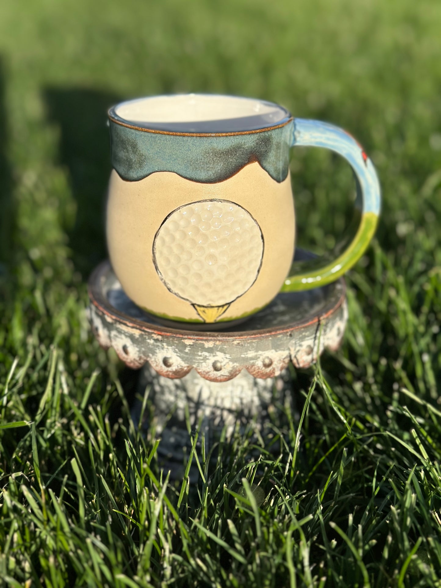 Mug 12 oz - Golf Balls & Flag Denim