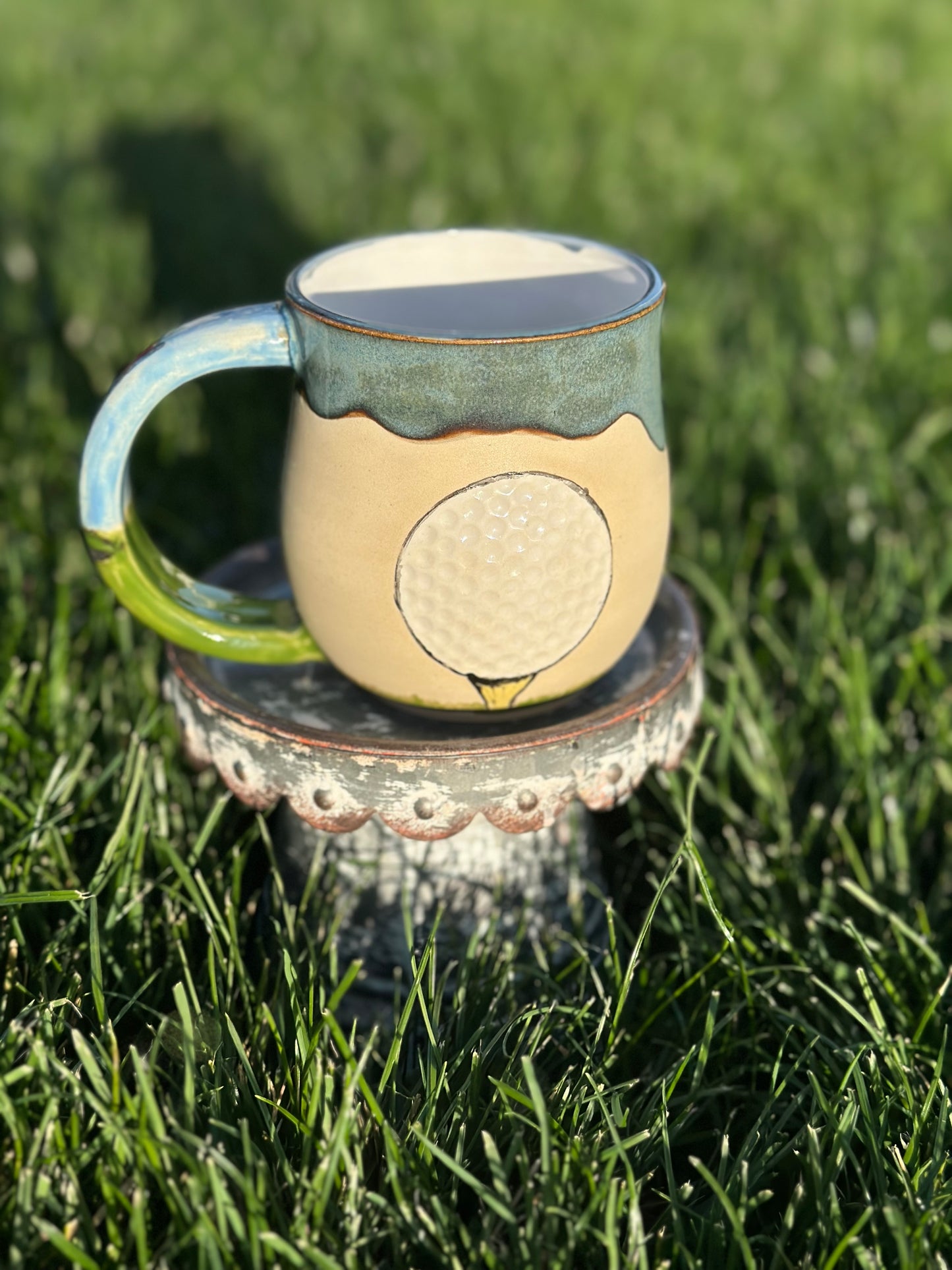 Mug 12 oz - Golf Balls & Flag Denim