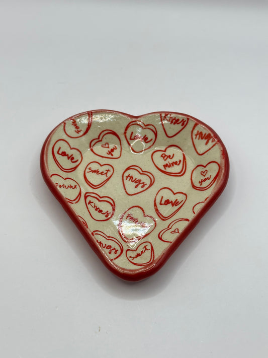 Heart Dish - Red Conversation Hearts