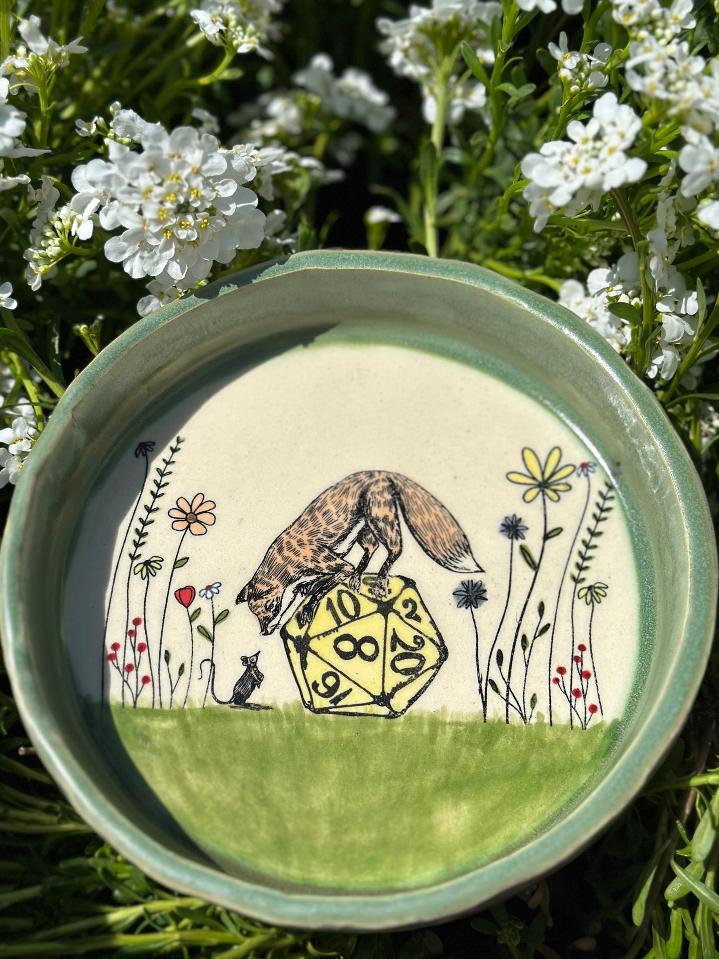 Dice Tray - Fox & Mouse Green Tea(Includes set of dice)