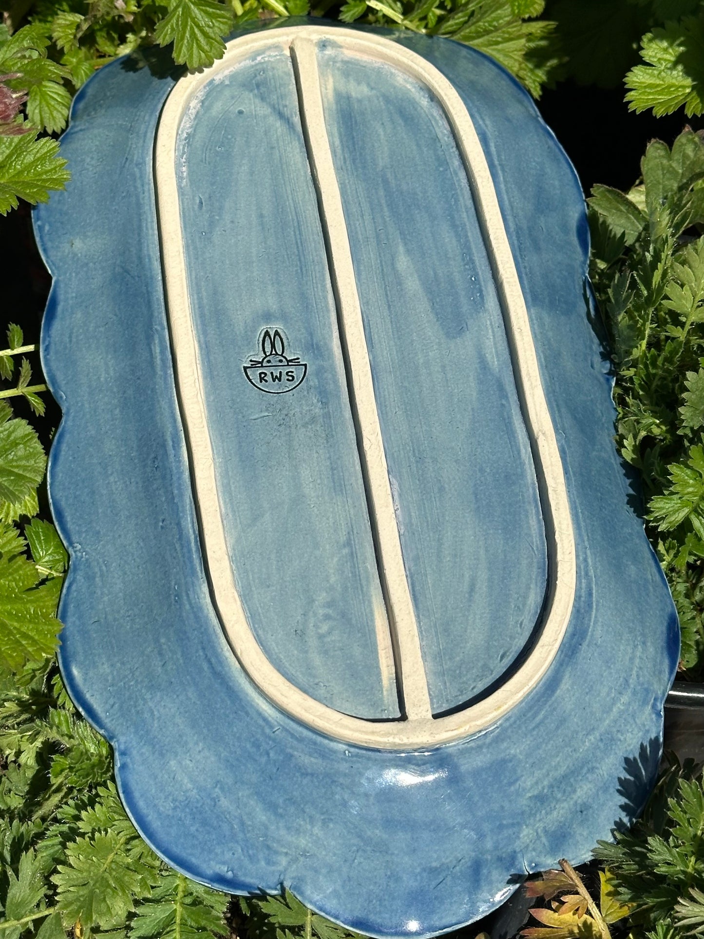 Oblong Textured Scalloped Dish - Pinup Octopus Kneeling - Deep Sea Octotangle