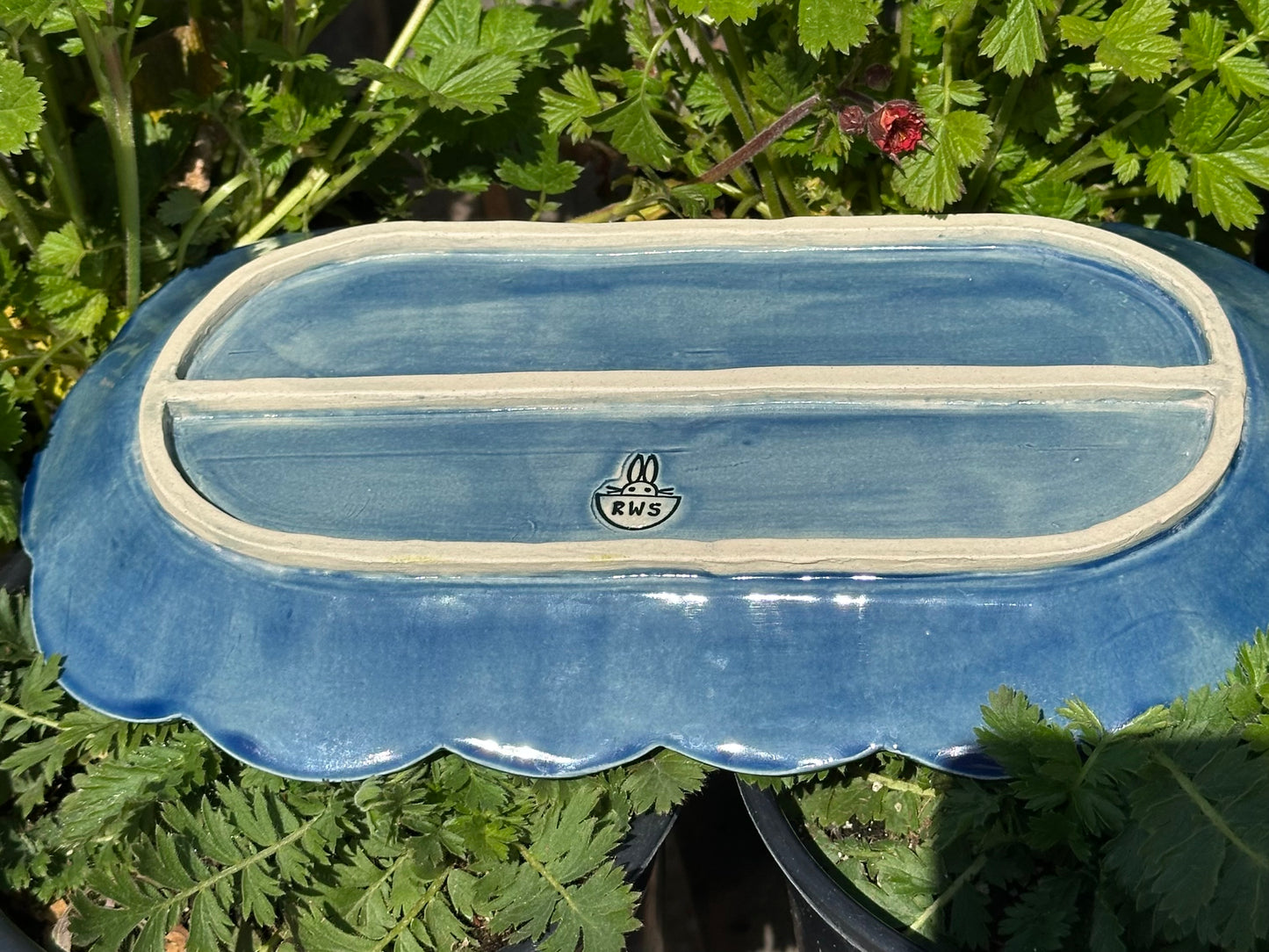 Oblong Textured Scalloped Dish - Pinup Octopus Sitting - Deep Sea Octotangle