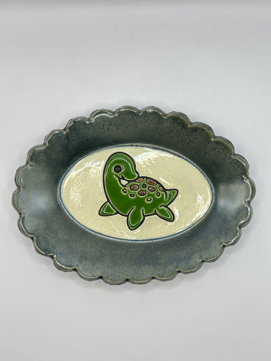 Oval Scalloped Dish - Loch Ness - Smoke