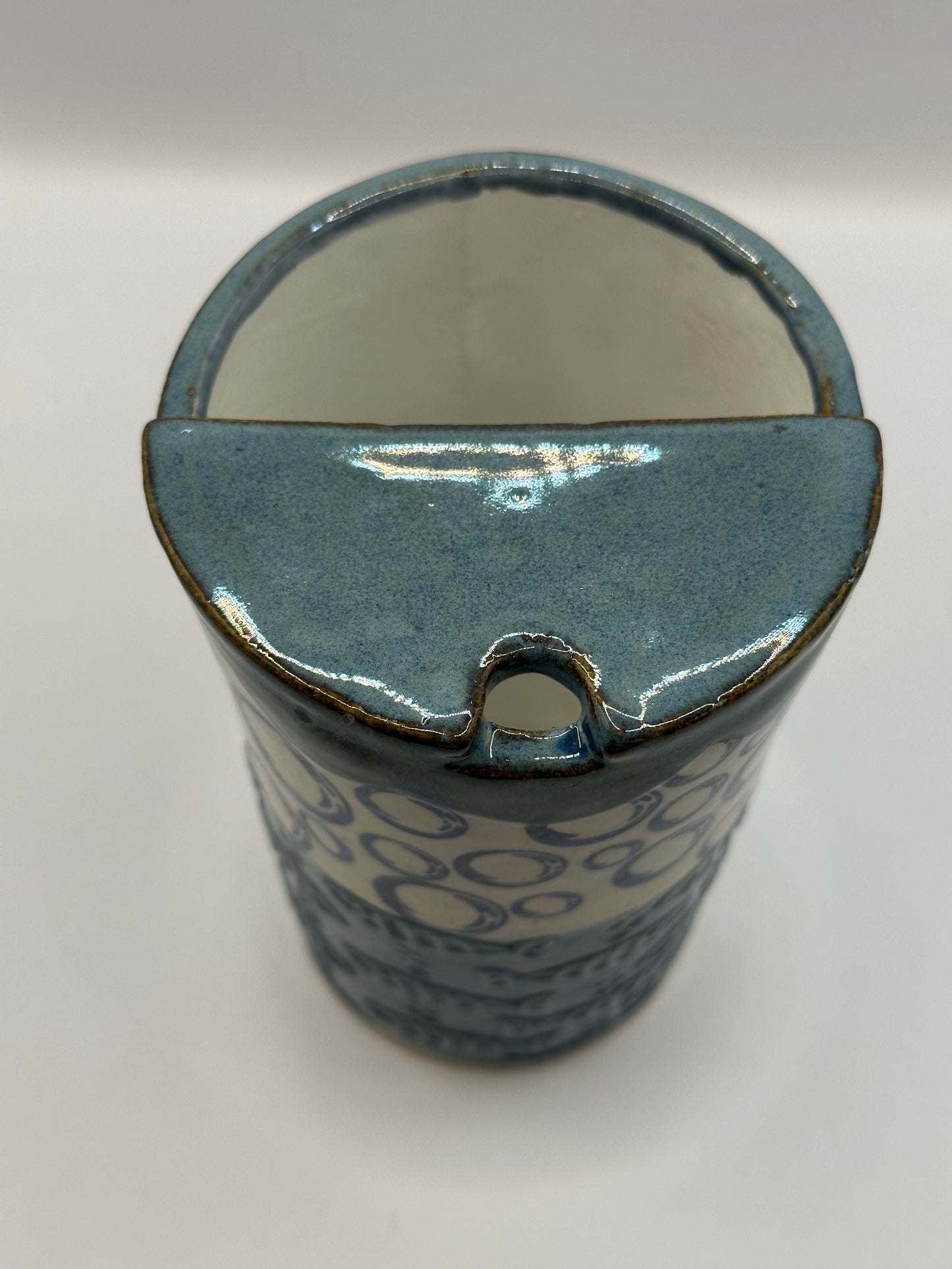 Travel Cup 16 oz - Textured Fish & Bubbles - Blue Denim