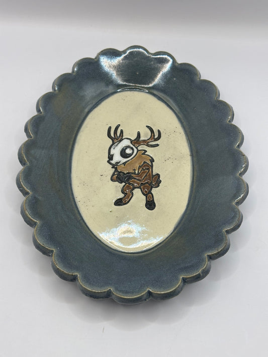 Oval Scalloped Dish - Wendigo - Smoke