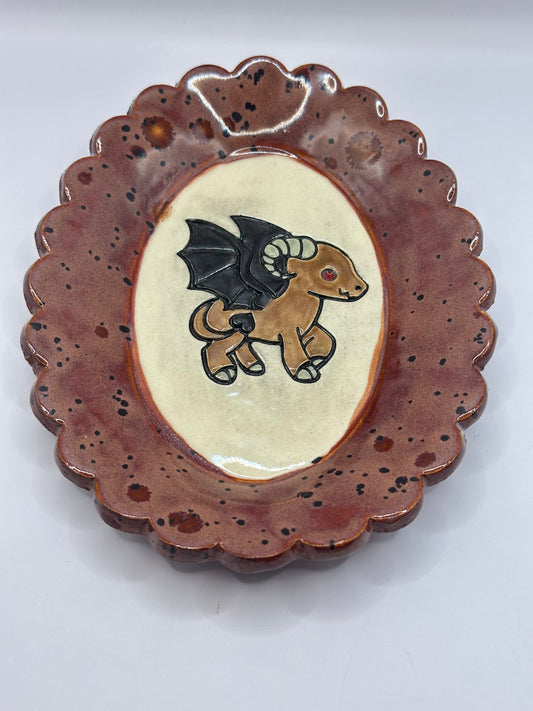Oval Scalloped Dish - Jersey Devil - Peppered Plum