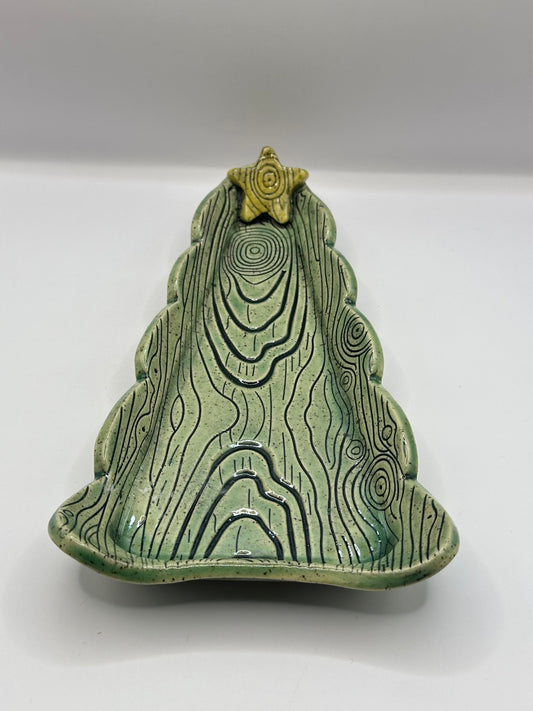 Christmas Tree Dish - Woodgrain - multiple sizes available