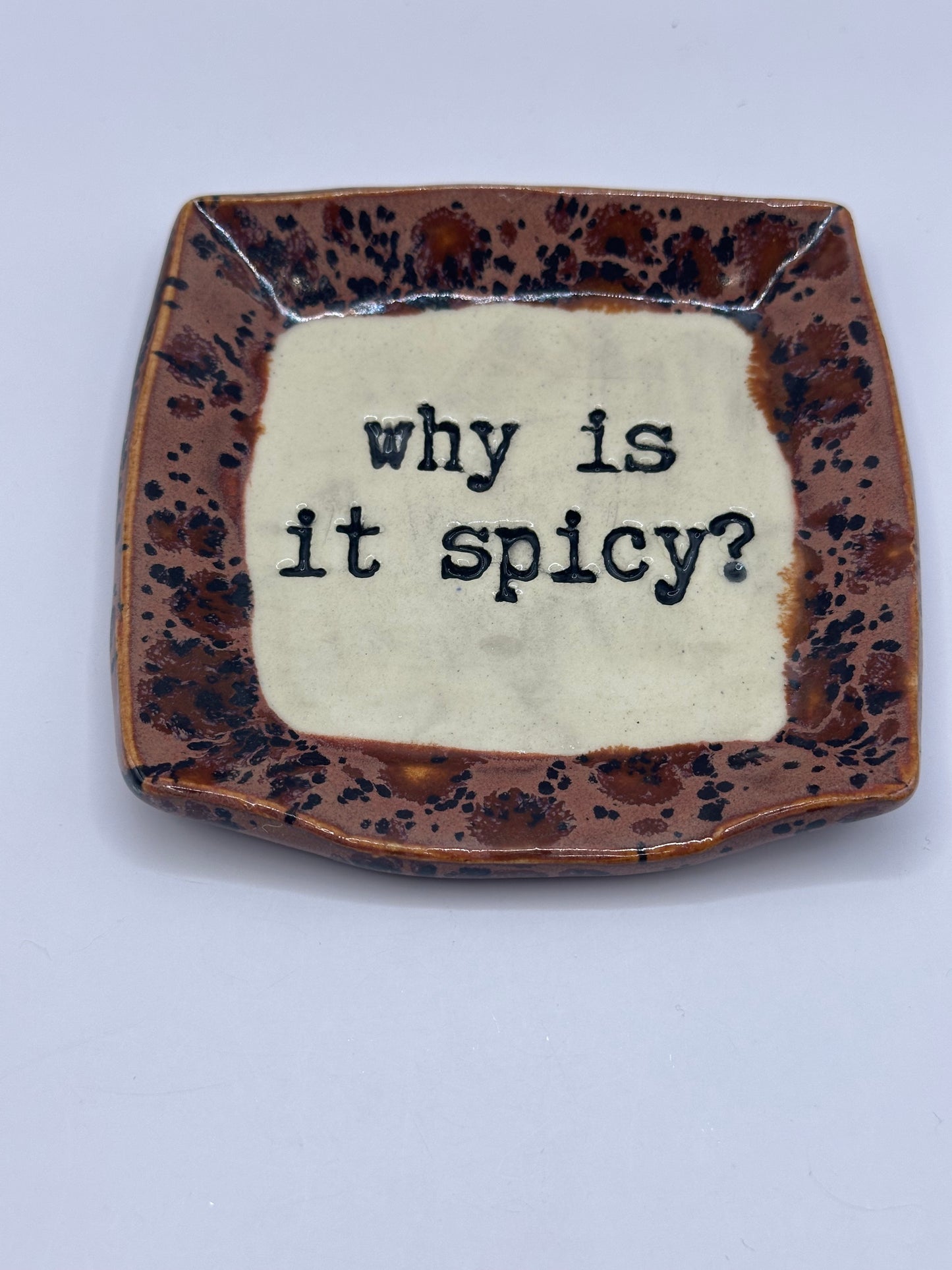 Spoon Rest Square - Why is it spicy - Peppered Plum