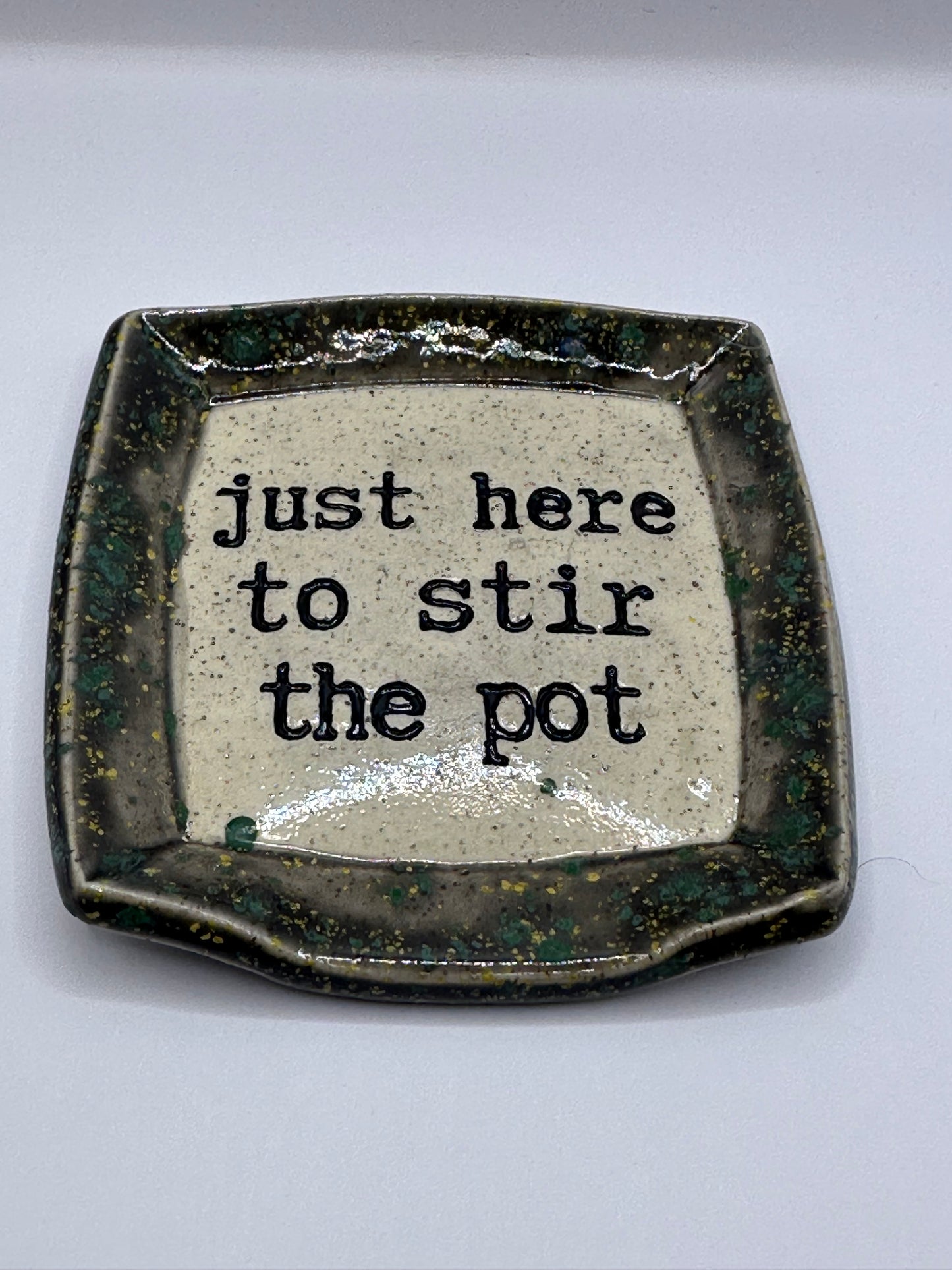 Spoon Rest Square - Just here to stir the pot - multiple colors