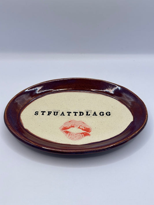 Oval Dish - STFUATTDLAGG - Smokey Merlot Lips