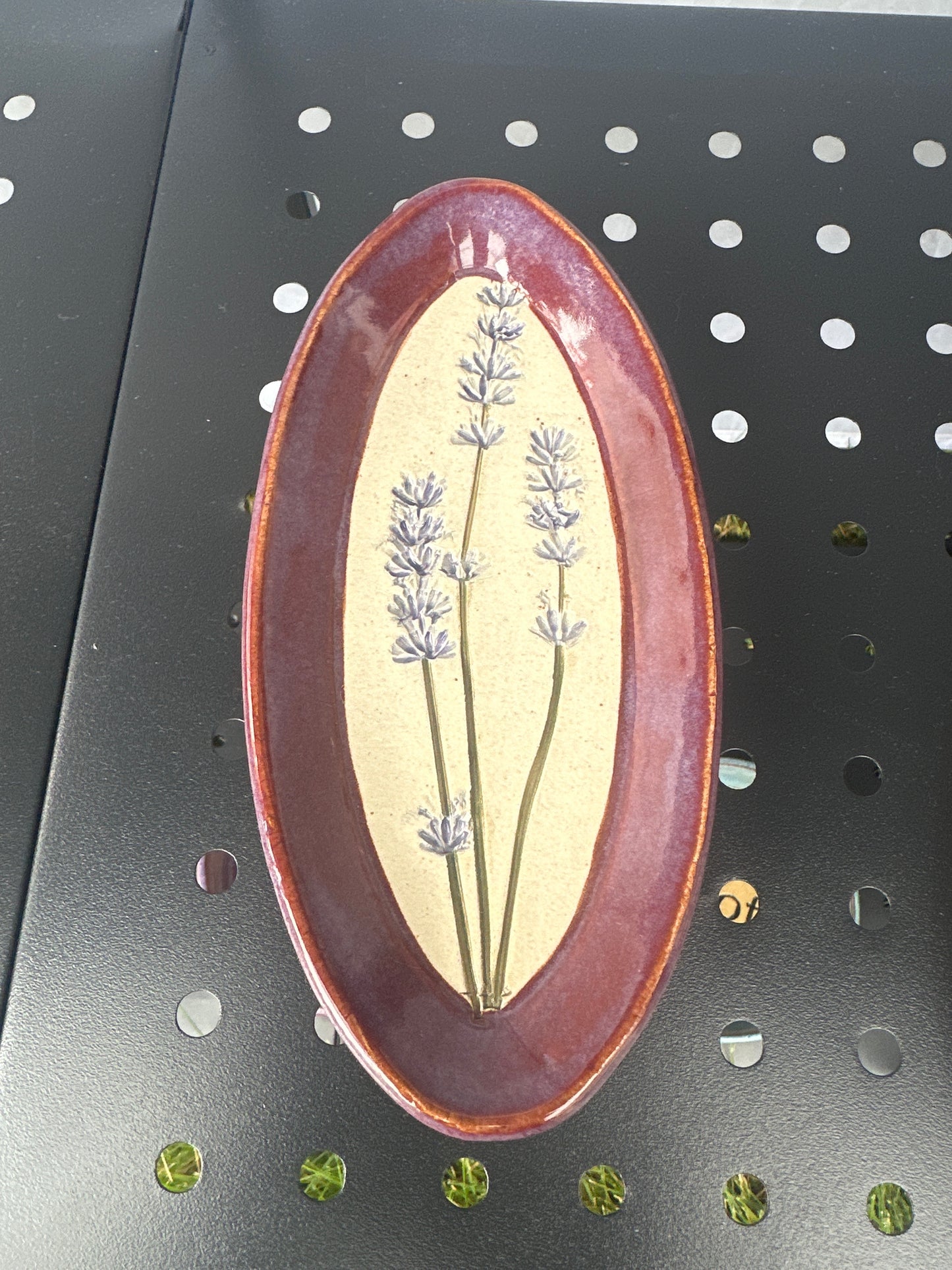 Oval Skinny Dish - Lavender Imprint-Smoky Merlot