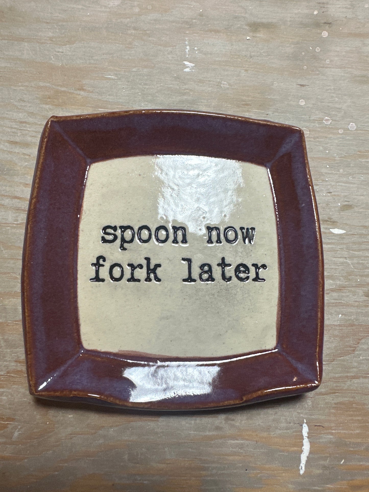 Spoon Rest Square - Spoon now fork later - multiple colors