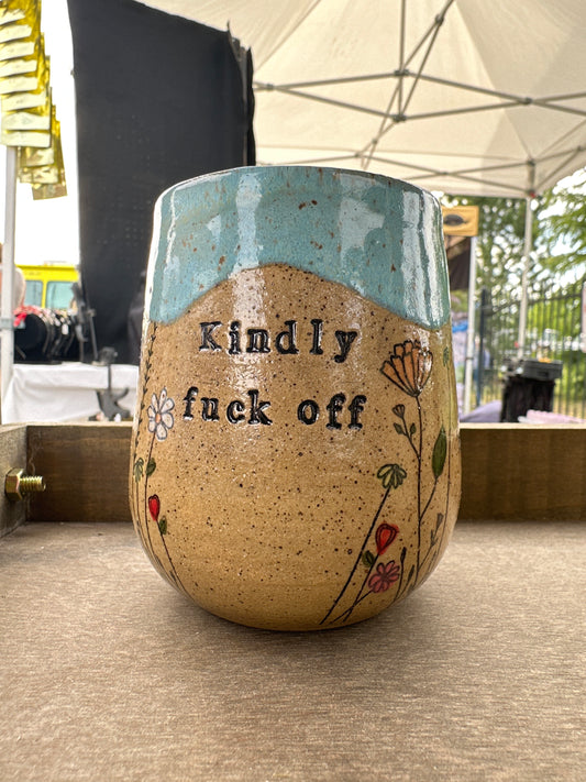 Thumb Mug 10 oz - Kindly Fuck Off - multiple patterns/colors