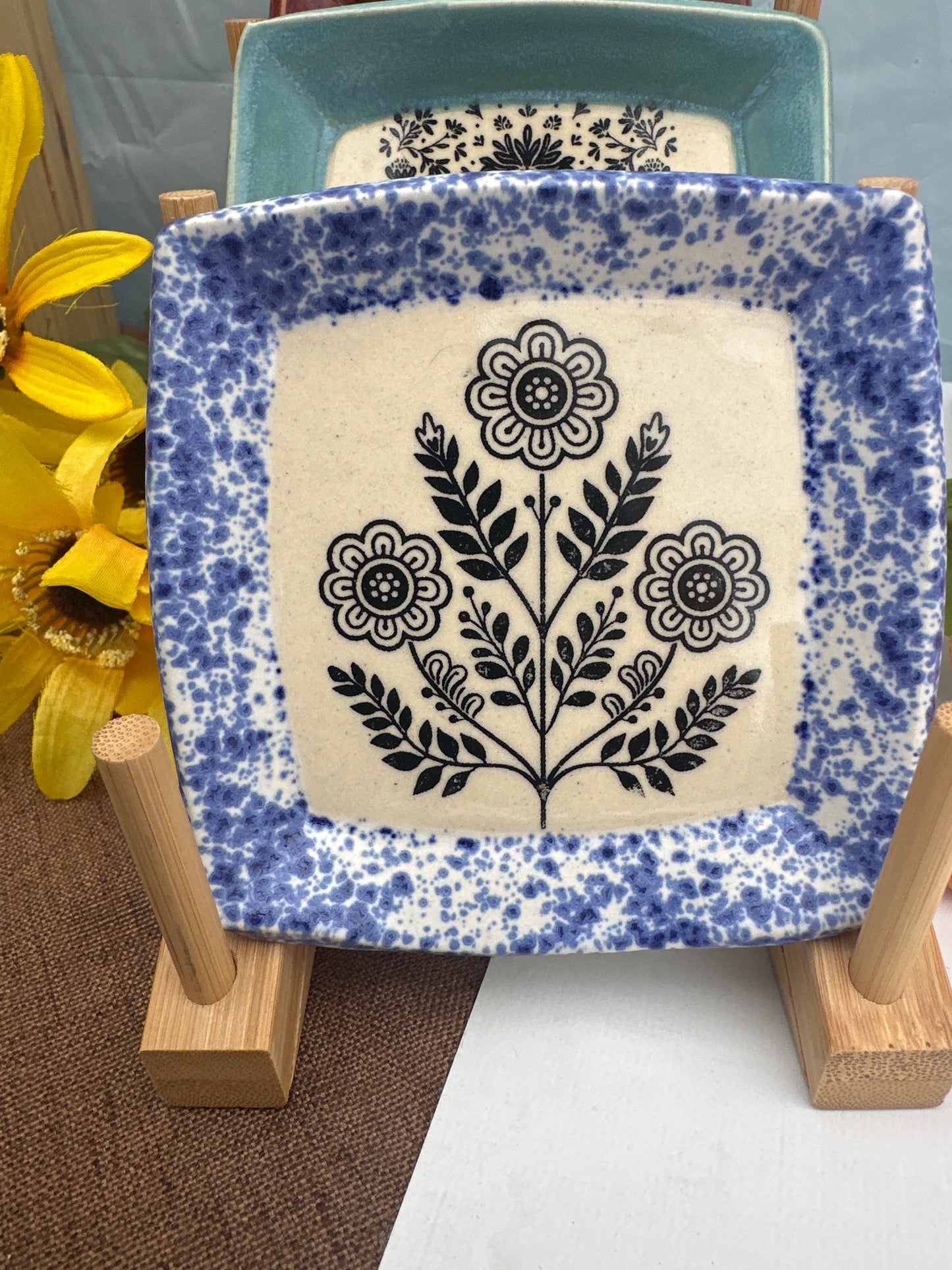Spoon Rest Square - Woodblocks - multiple designs/colors