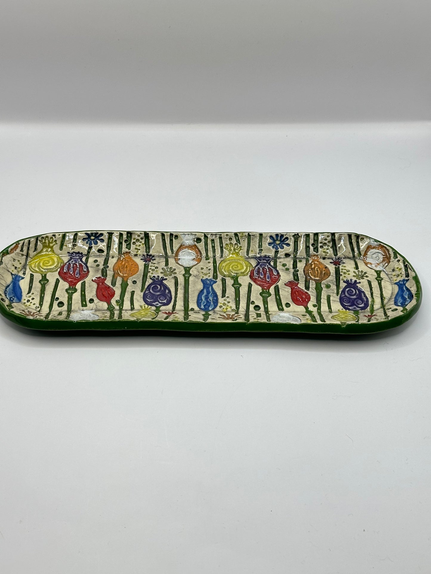 Oblong Dish Narrow - Textured Bulb Flowers