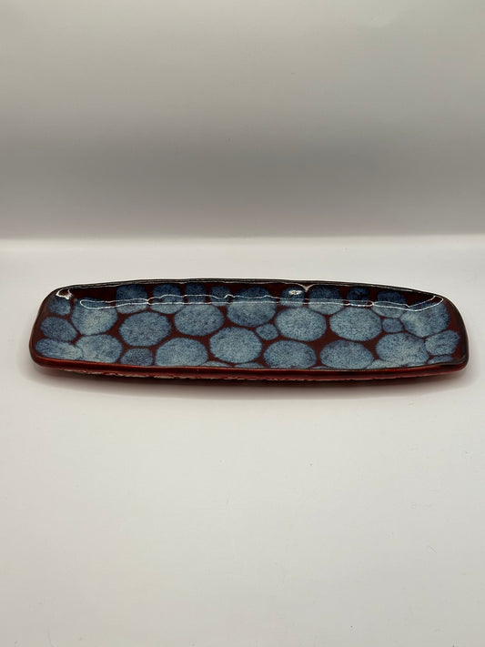 Rounded Rectangle Dish Narrow - Red Frozen Pond