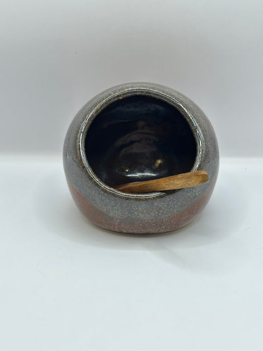 Salt Pig with Wooden Spoon - multiple colors