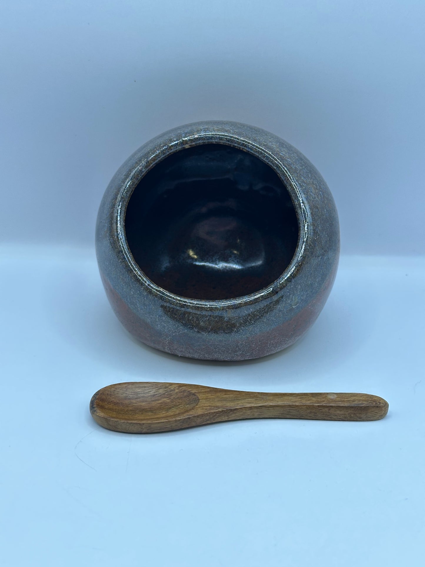 Salt Pig with Wooden Spoon - multiple colors