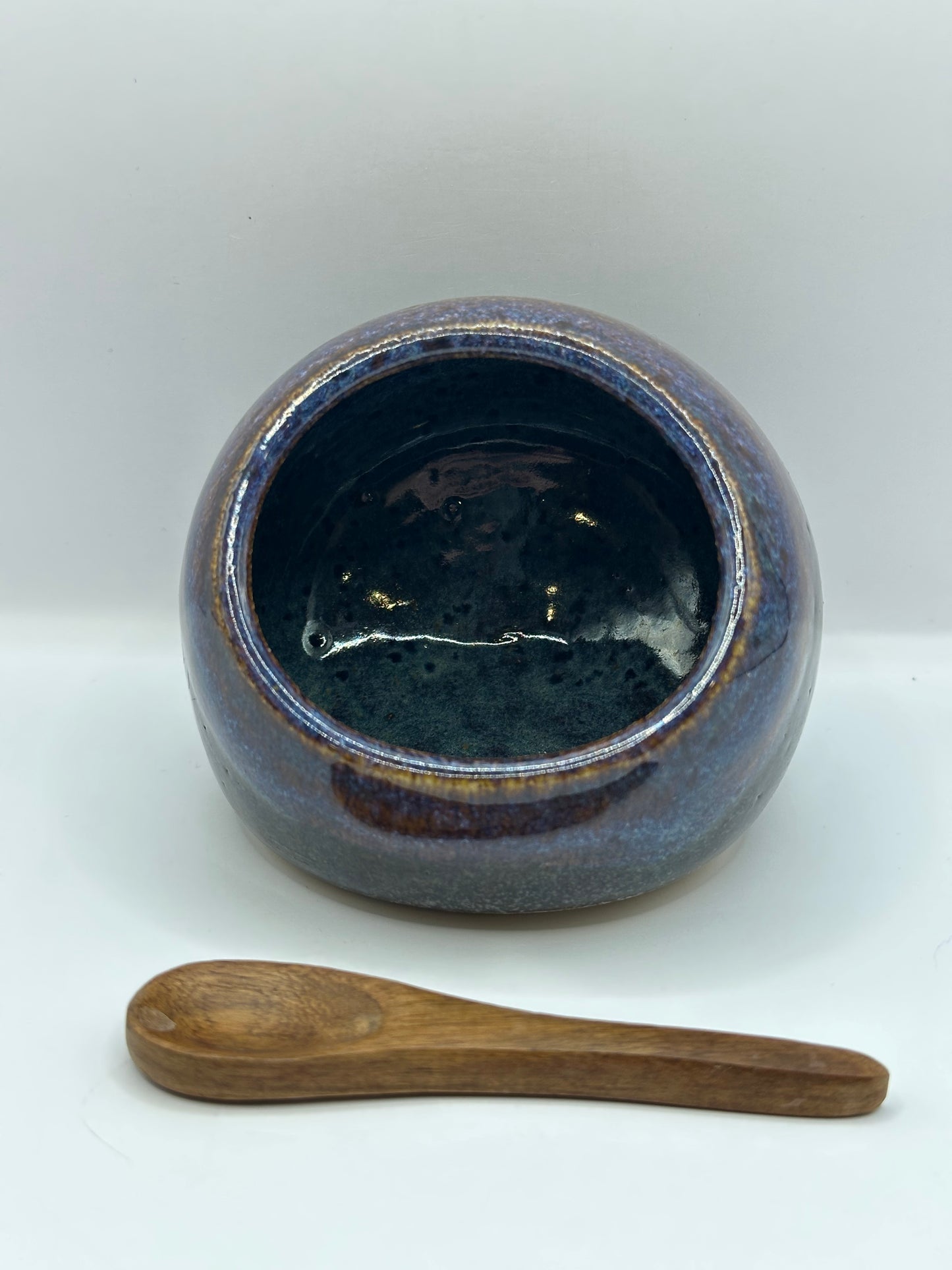 Salt Pig with Wooden Spoon - multiple colors