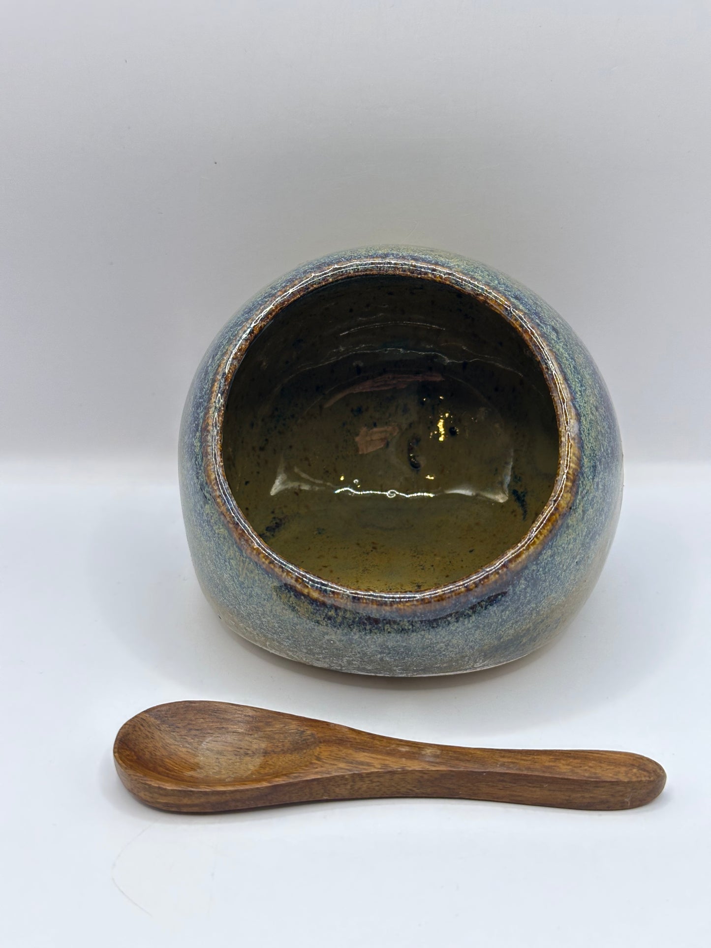 Salt Pig with Wooden Spoon - multiple colors