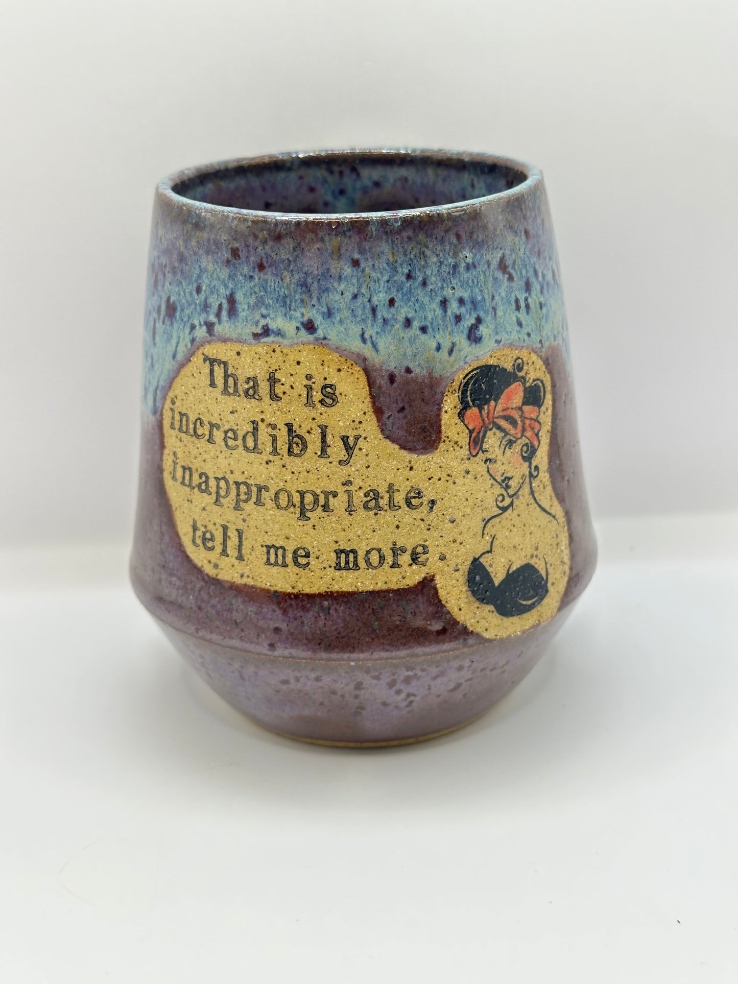 Cup 16 oz - Incredibly Inappropriate Pinup-Merlot/Denim