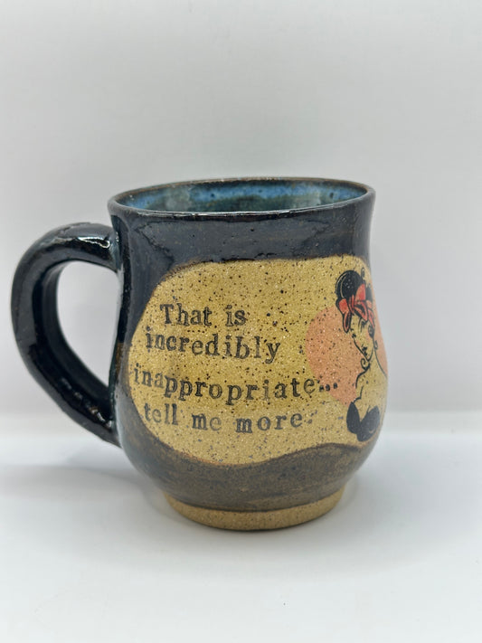 Mug 12 oz - Incredibly Inappropriate Pinup -Stoned Denim/Black