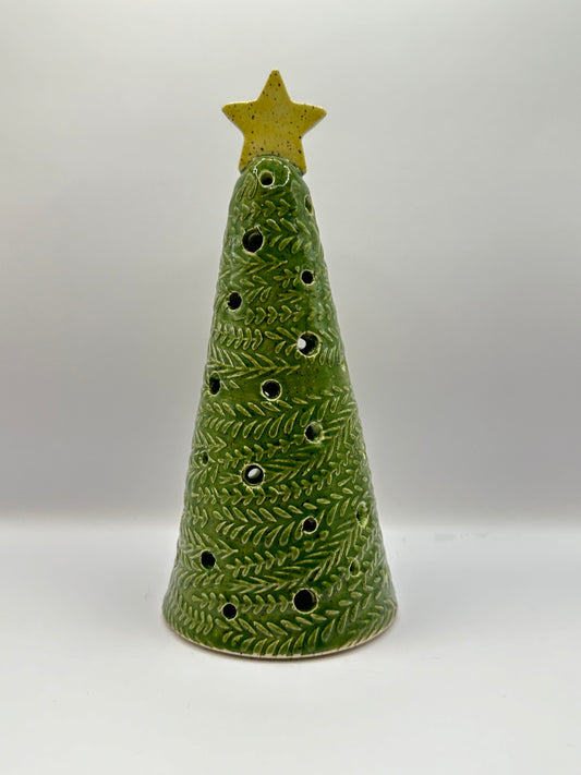 Christmas Tree Luminary - Green Vine Yellow Star