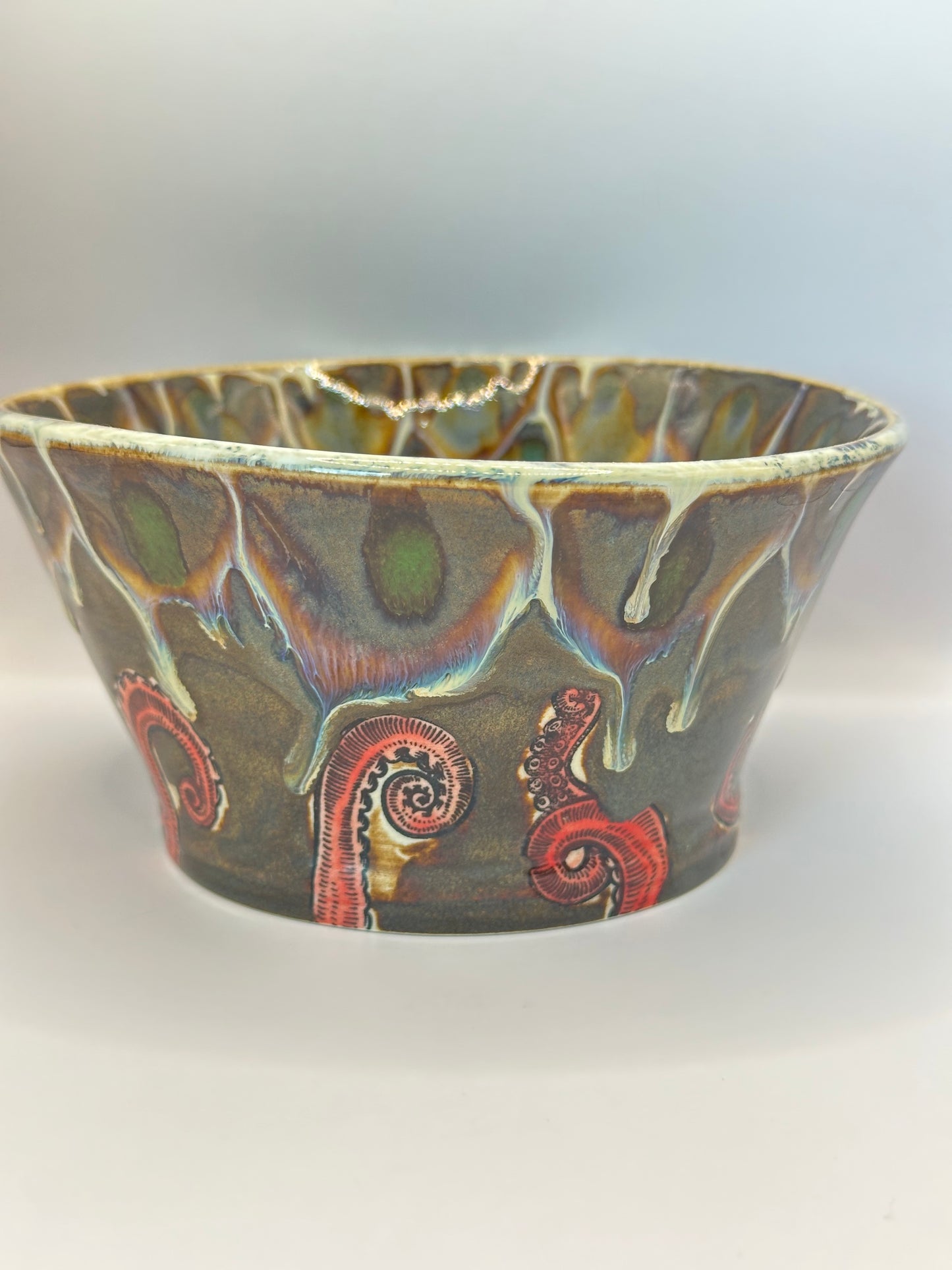 Bowl - Octopus - Iron Lustre Peacock