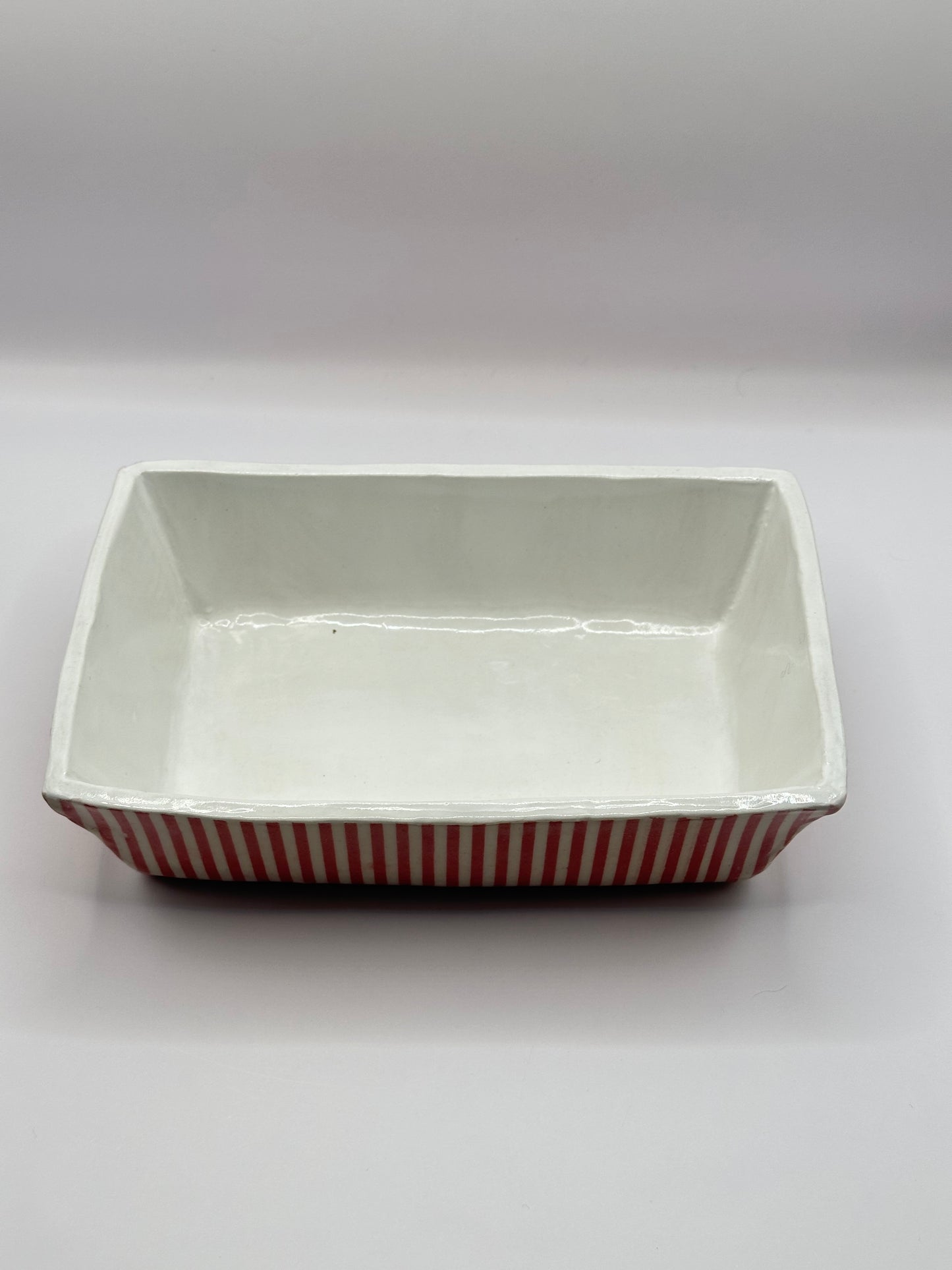 Bowl/Baking Dish - Rectangle Red & White Stripe