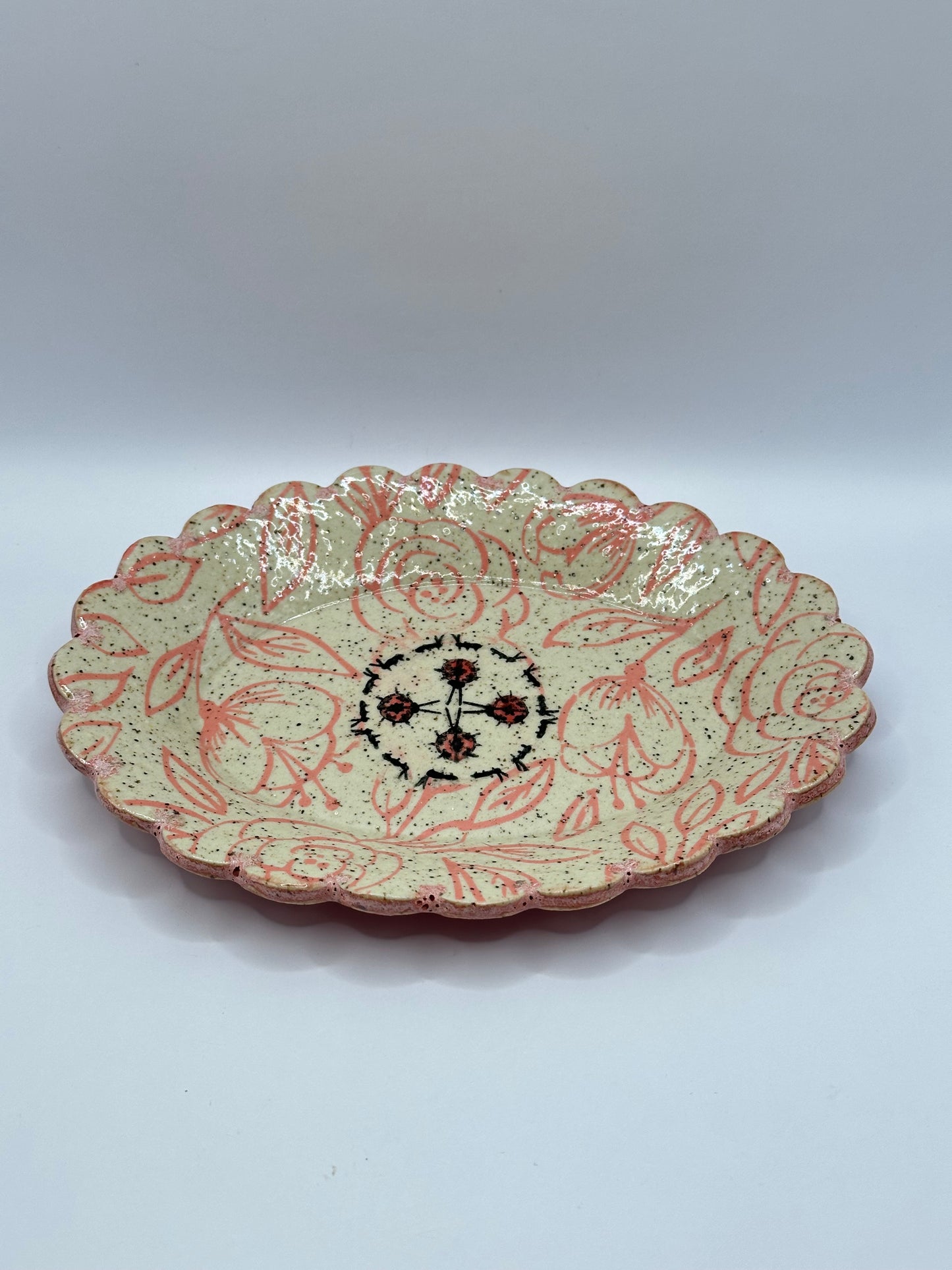 Oval Dish - Ants & Ladybugs Pink Rosas