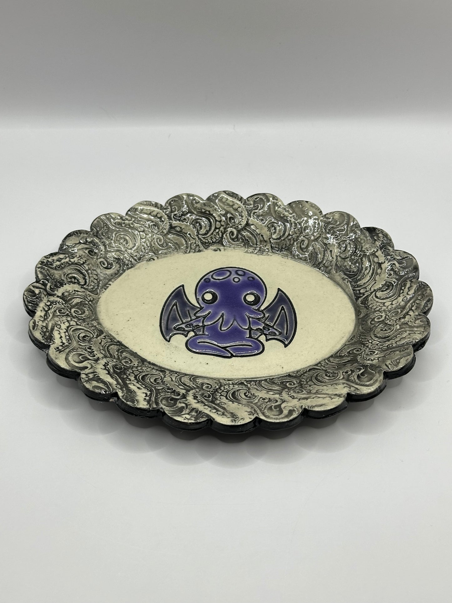 Oval Scalloped Dish - Cthulhu - Black Tentacles