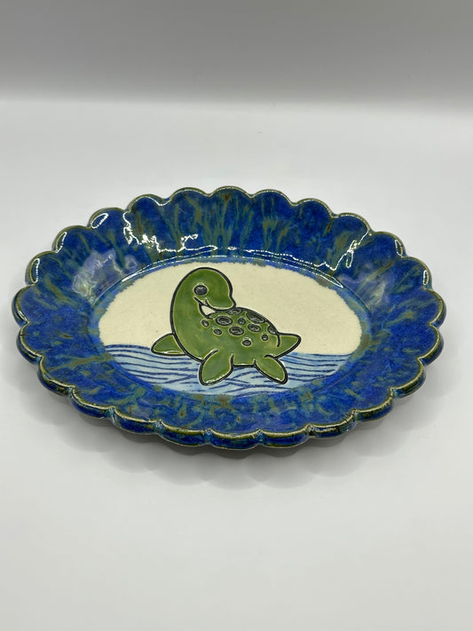 Oval Scalloped Dish - Loch Ness Water - Midnight Rain