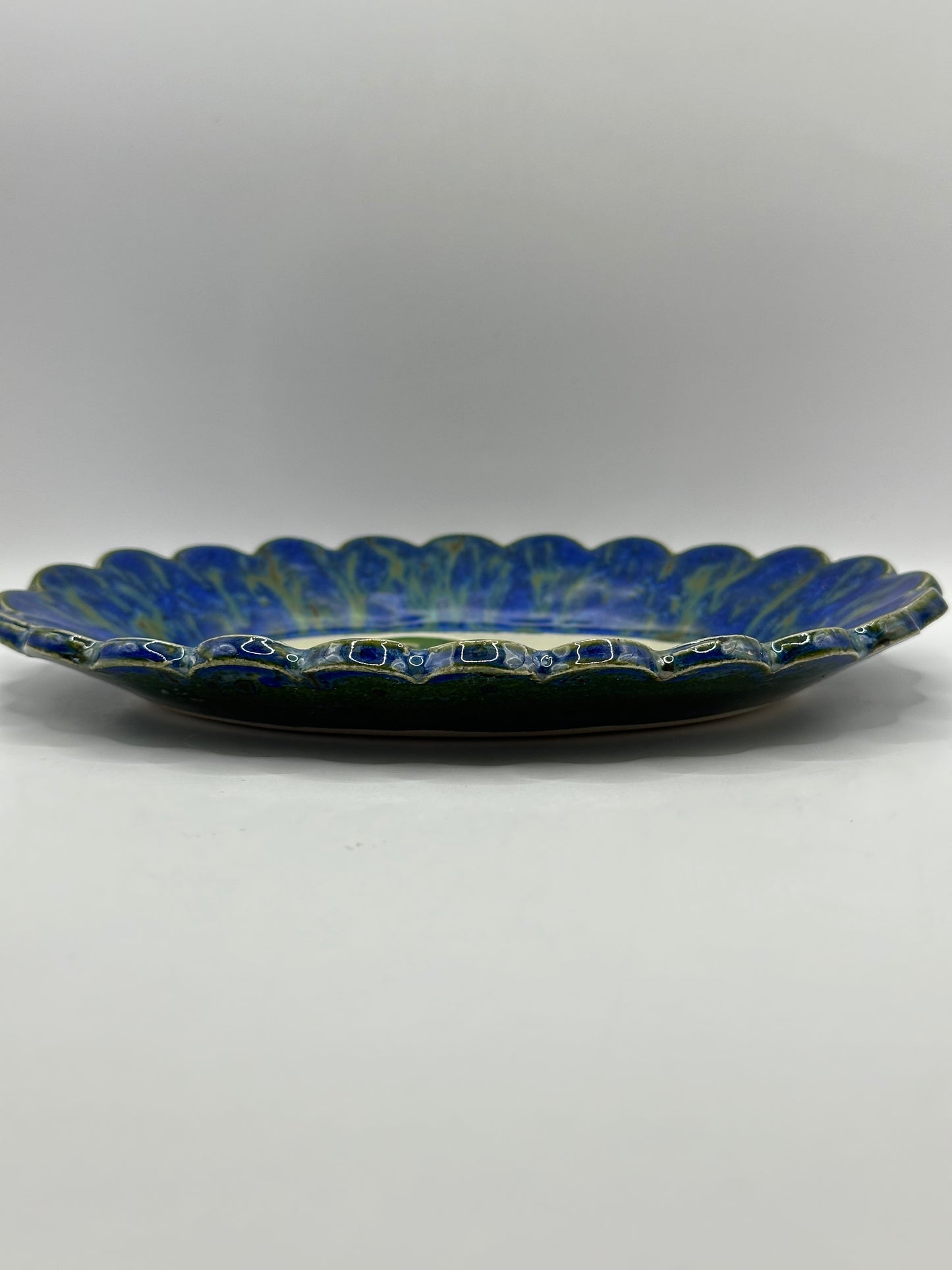 Oval Scalloped Dish - Loch Ness Water - Midnight Rain