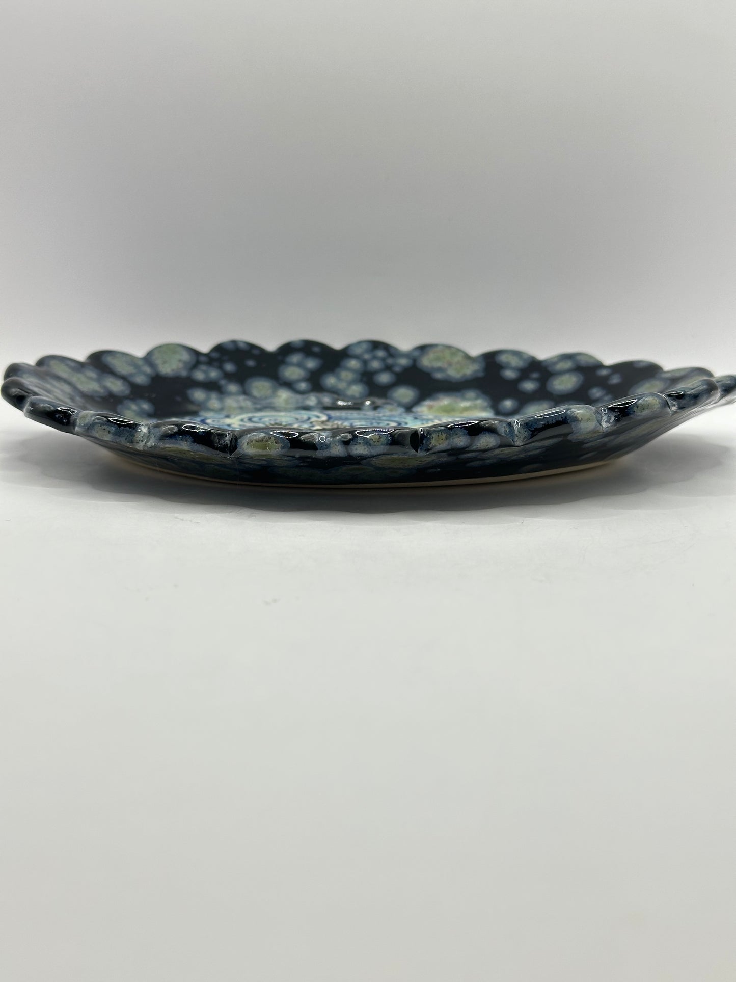 Oval Scalloped Dish - Mothman Clouds - Night Moth