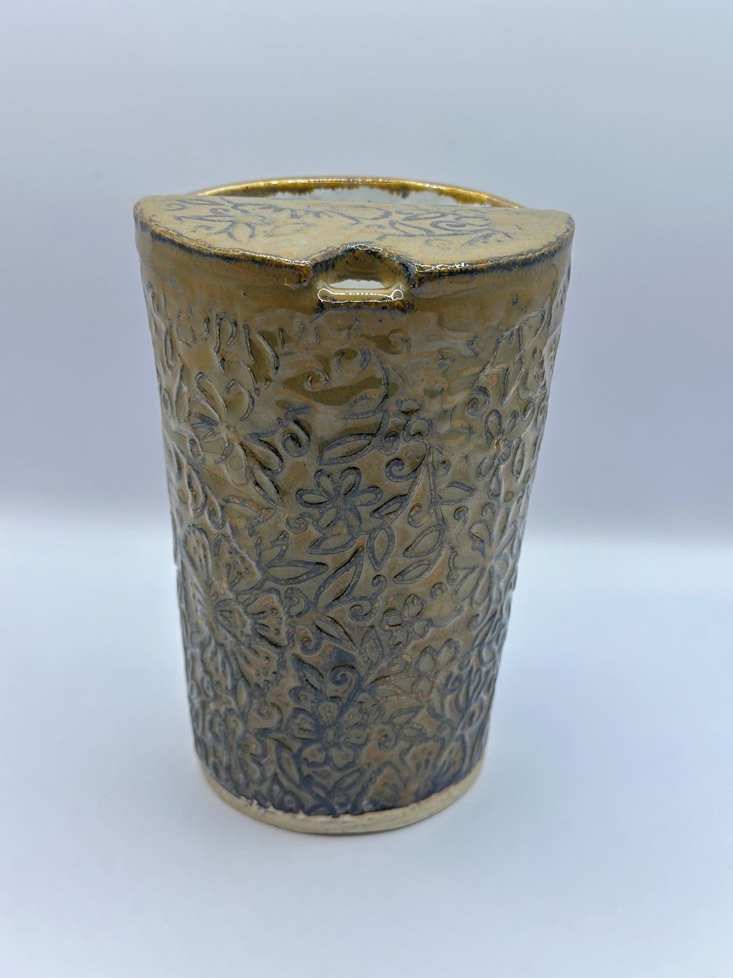 Travel Cup 16 oz - Textured Flowers - Tiger Eye