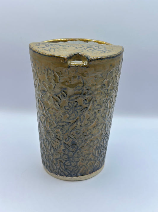 Travel Cup 16 oz - Textured Flowers - Tiger Eye