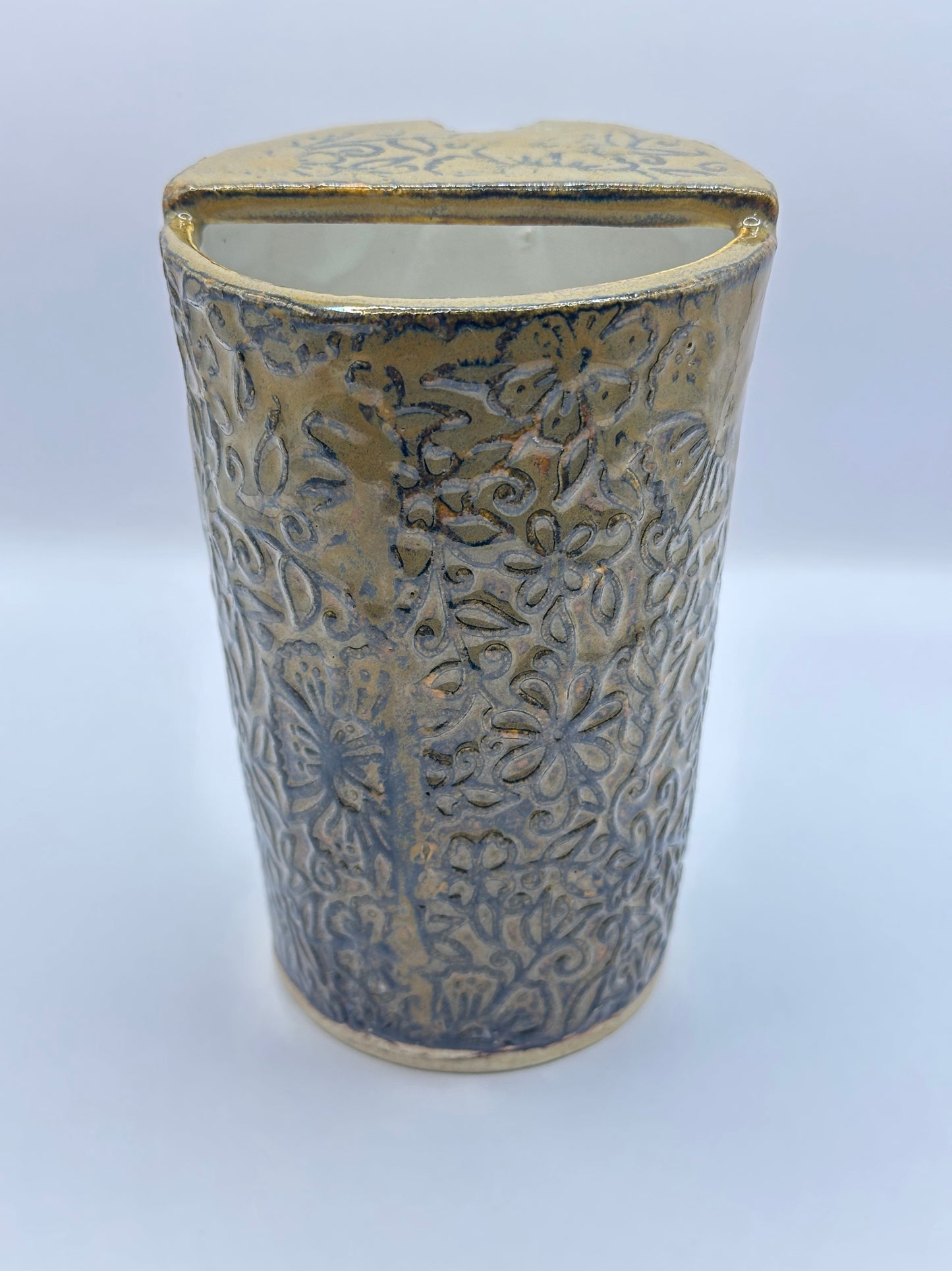 Travel Cup 16 oz - Textured Flowers - Tiger Eye