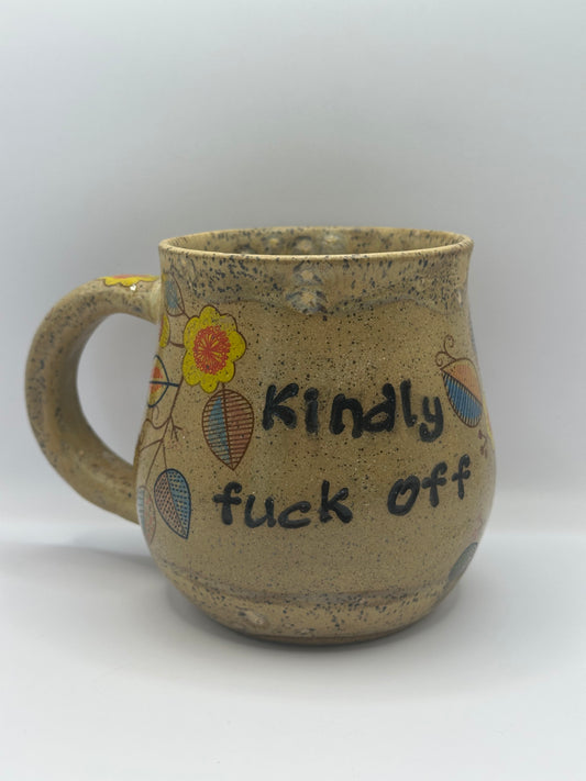 Mug 17 oz - Kindly Fuck Off - Lush Leafs Sandstone